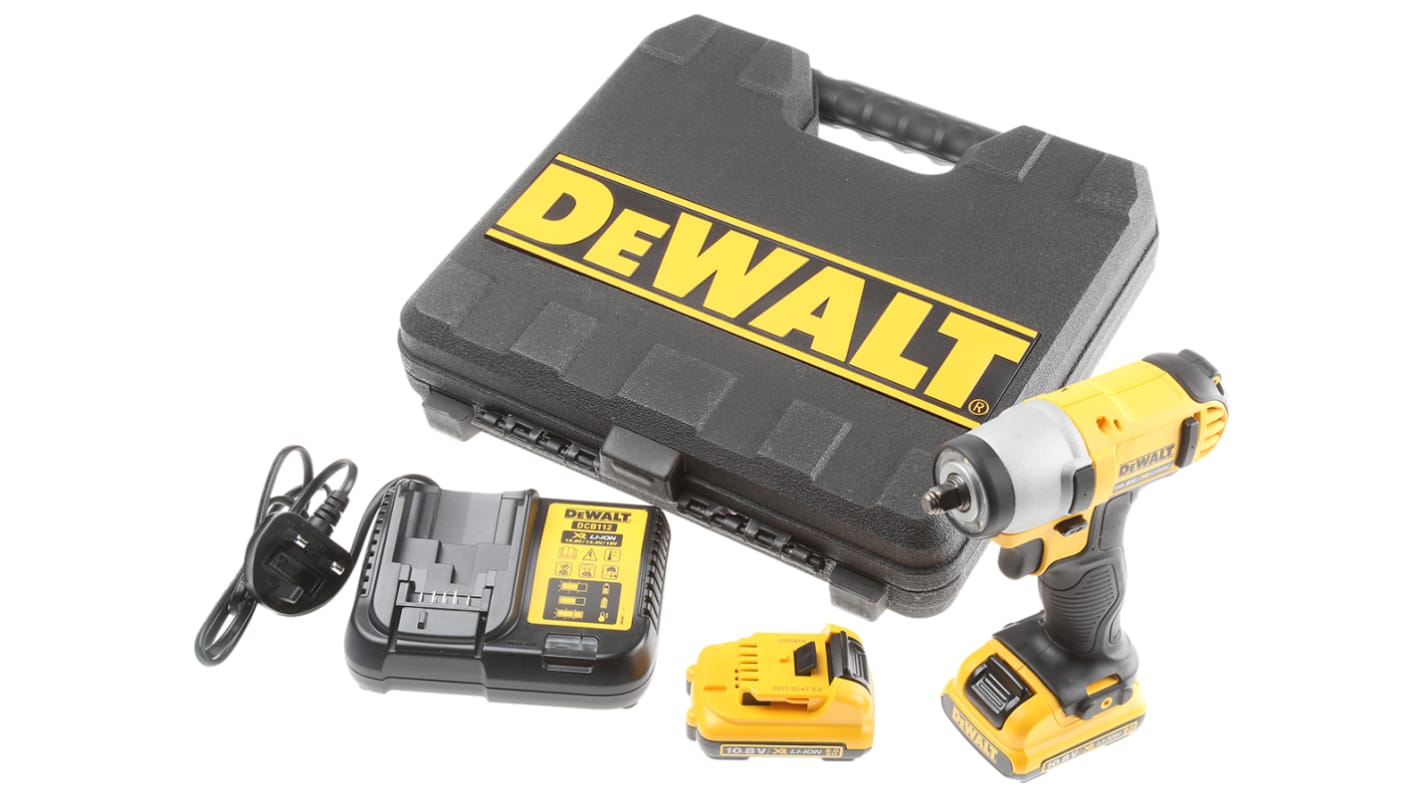 DCF813D2GB DeWALT 3/8 in 10.8V, 2Ah Cordless Impact Wrench, UK Plug RS