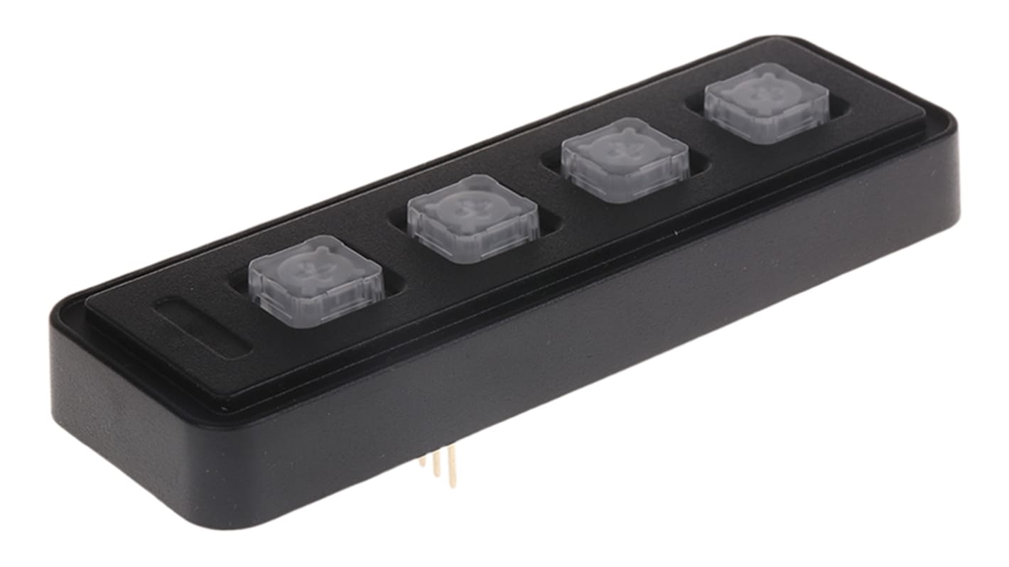 Tastierino 1 x 4 a 4 tasti illuminato IP65 in Polimero colore Nero