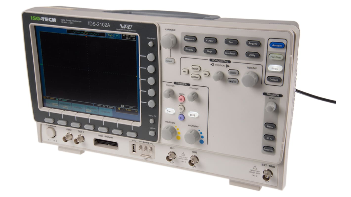 Osciloskop, řada: IDS-2000 IDS-2102A Digitální úložiště 100MHz, typ displeje: TFT LCD CAN, IIC, LIN, RS232, SPI, UART,