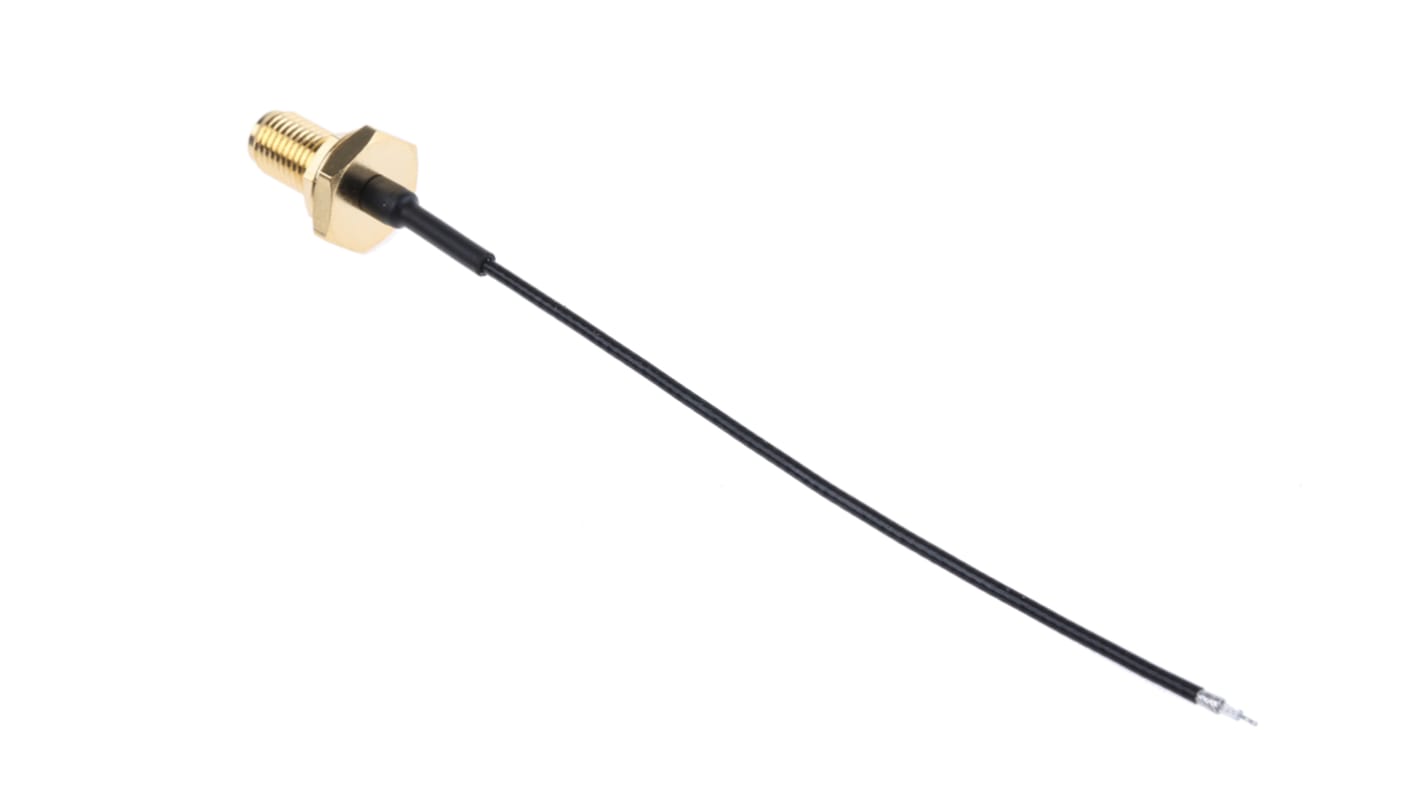 Cable coaxial RS PRO, 50 Ω, con. A: SMA, Hembra, con. B: Sin terminación, long. 100mm Negro