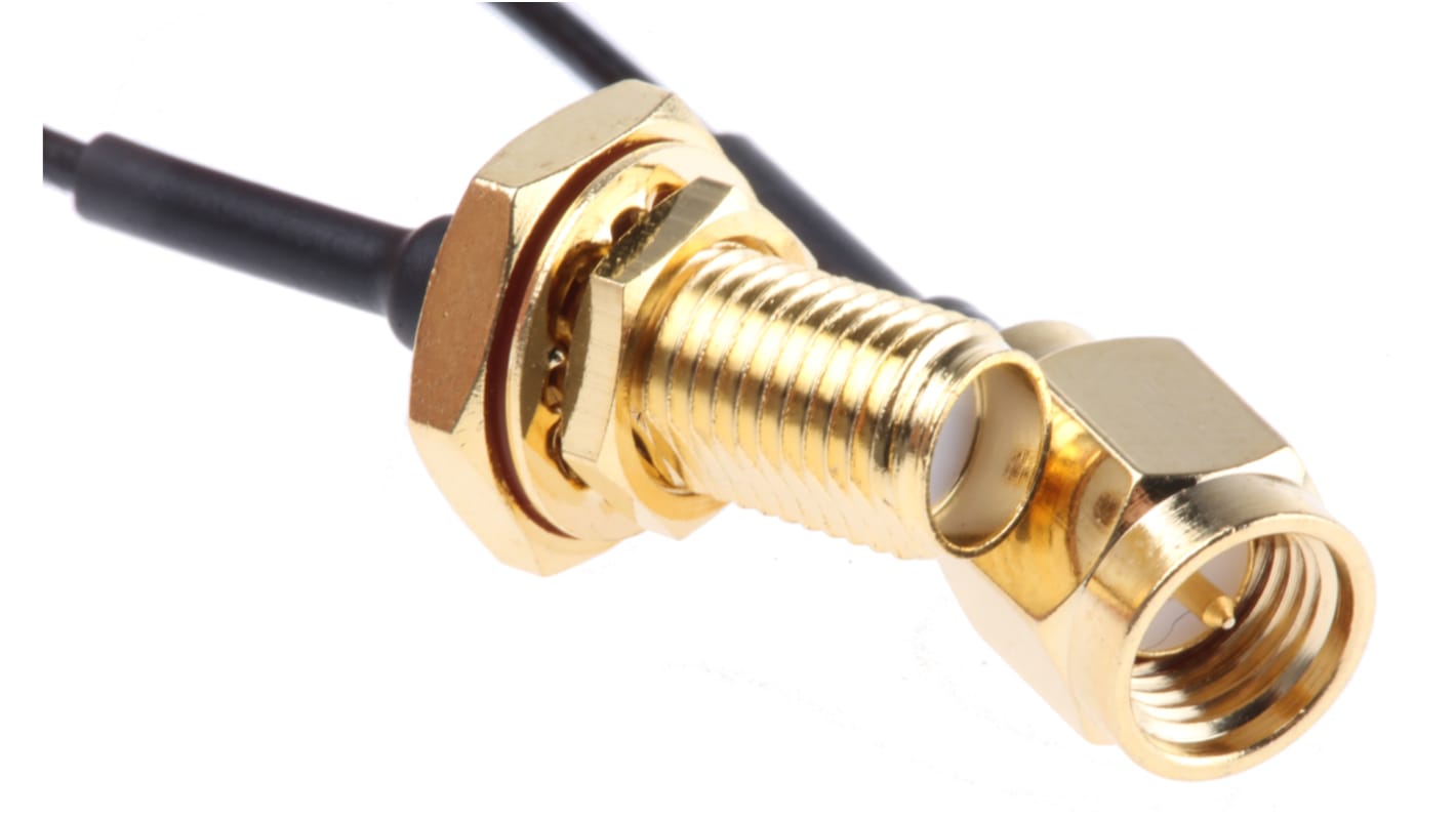 Cable coaxial RS PRO, 50 Ω, con. A: SMA, Hembra, con. B: SMA, Macho, long. 100mm Negro