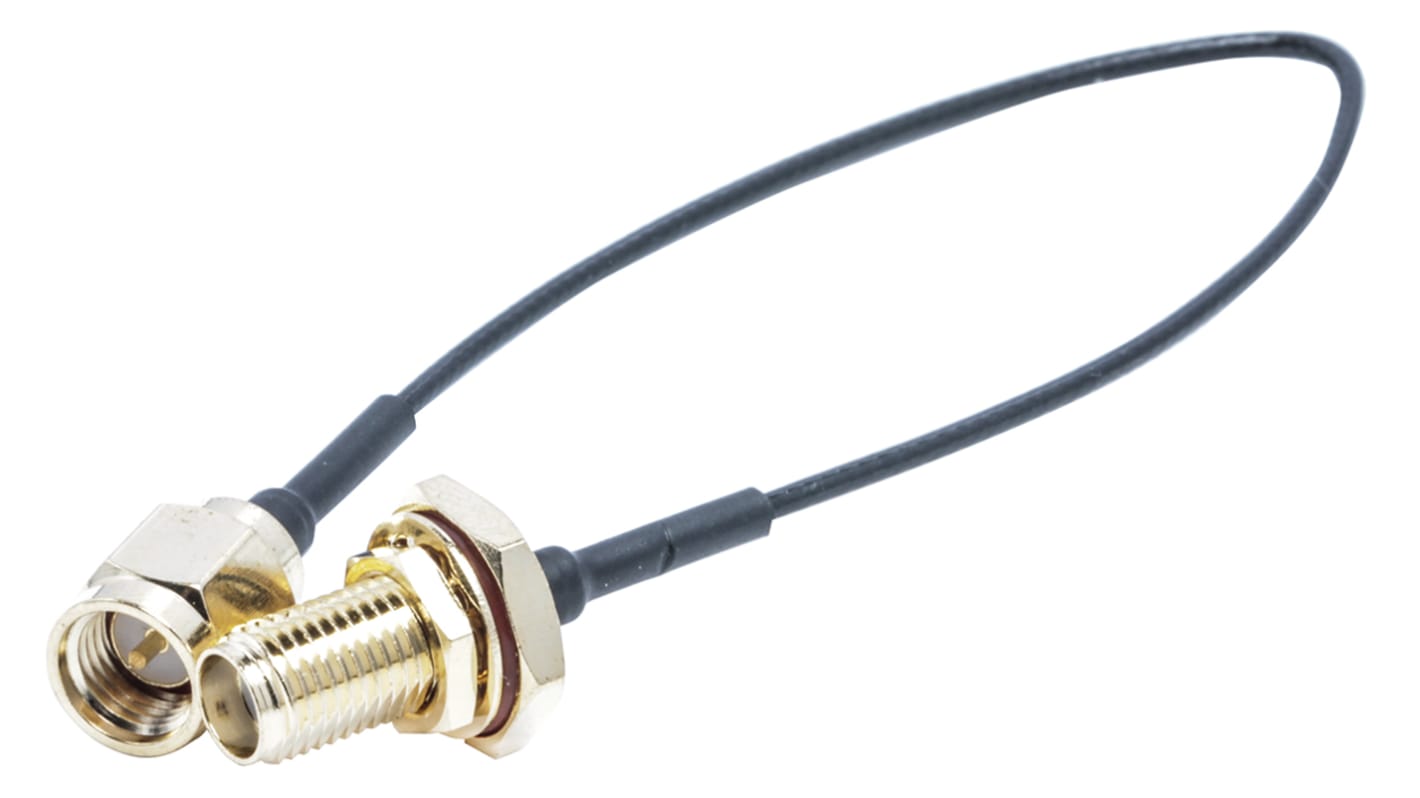 Cable coaxial RS PRO, 50 Ω, con. A: SMA, Hembra, con. B: SMA, Macho, long. 150mm Negro