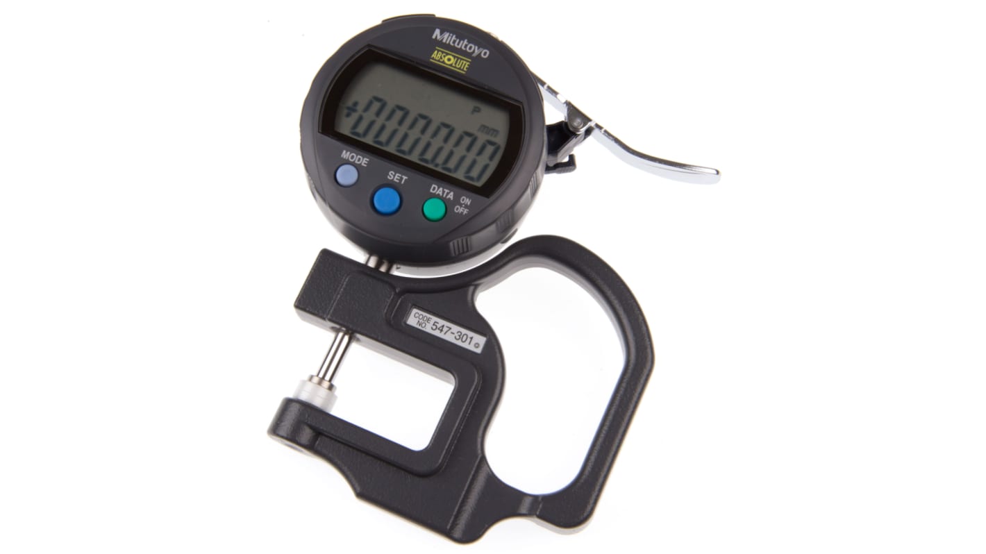 Mitutoyo 547 Thickness Gauge, 0mm - 10mm, ±20 μm Accuracy, 0.01 mm Resolution, LCD Display