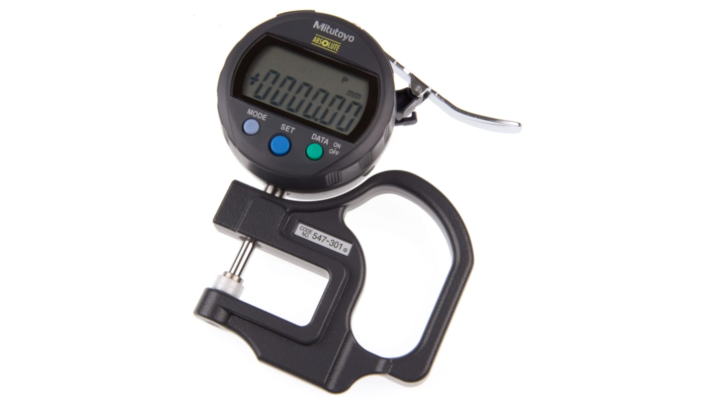 Mitutoyo 547 Materialdickenlehre mit LCD Anzeige, 0mm → 10mm ±20 μm / 0,01 mm