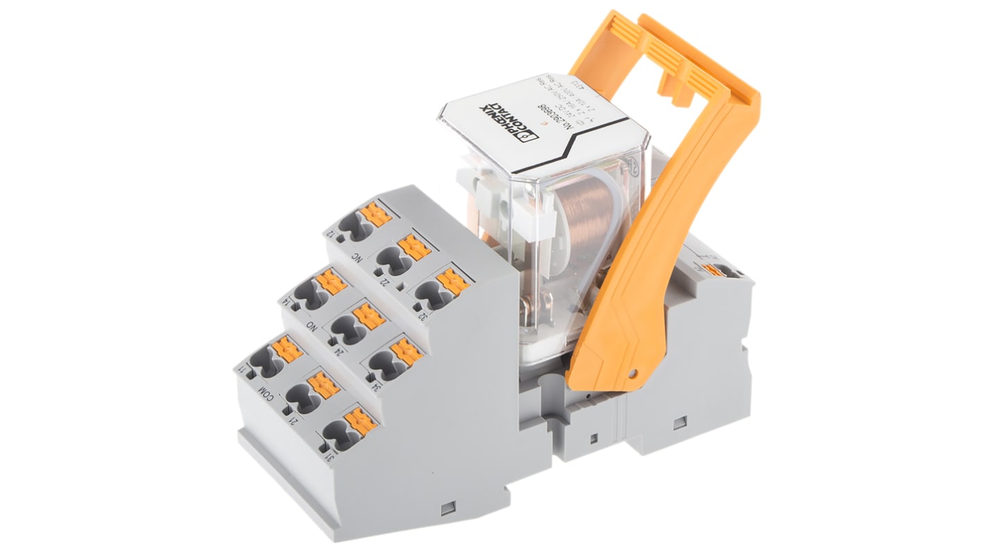 Phoenix Contact DIN Rail Non-Latching Relay, 24V dc Coil, 11A Switching Current, DPDT