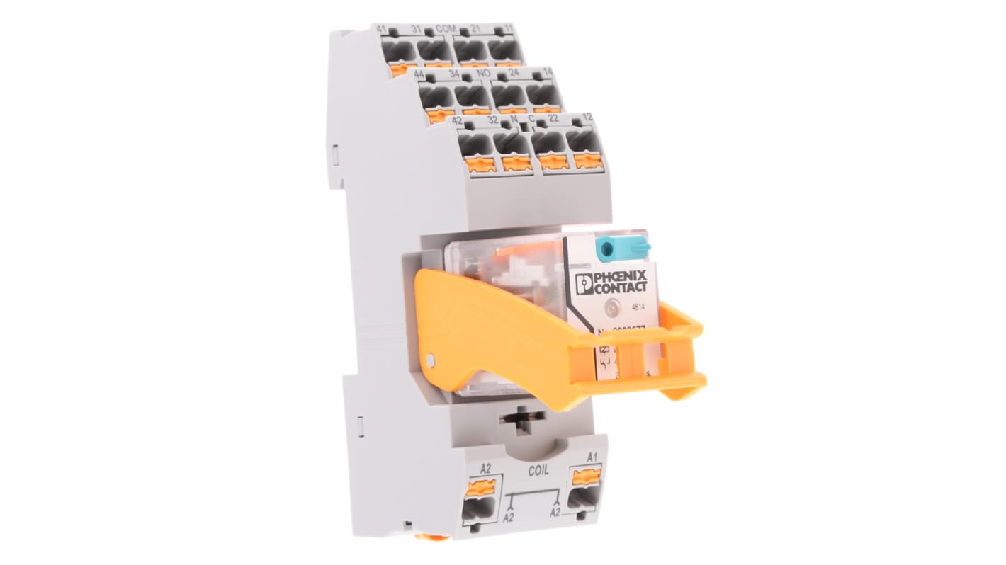 Phoenix Contact RIF Series Interface Relay, DIN Rail Mount, 24V dc Coil, 4PDT, 4-Pole