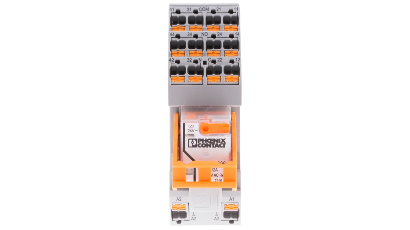 Relais de puissance Phoenix Contact RIF-2-RPT-LV-24AC/2X21, 2 RT, bobine 24V c.a. Rail DIN