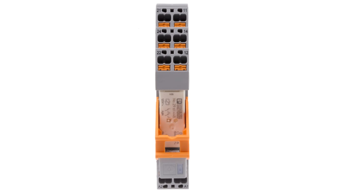 Phoenix Contact DIN Rail Power Relay, 120V ac Coil, 12A Switching Current, DPDT