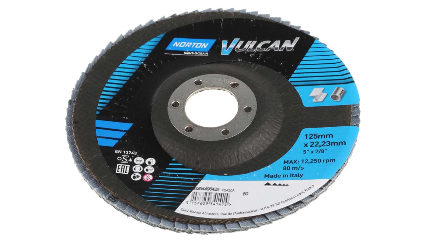 66254496425 Norton Flap Disc Ceramic Grinding Disc, 125mm, Fine Grade