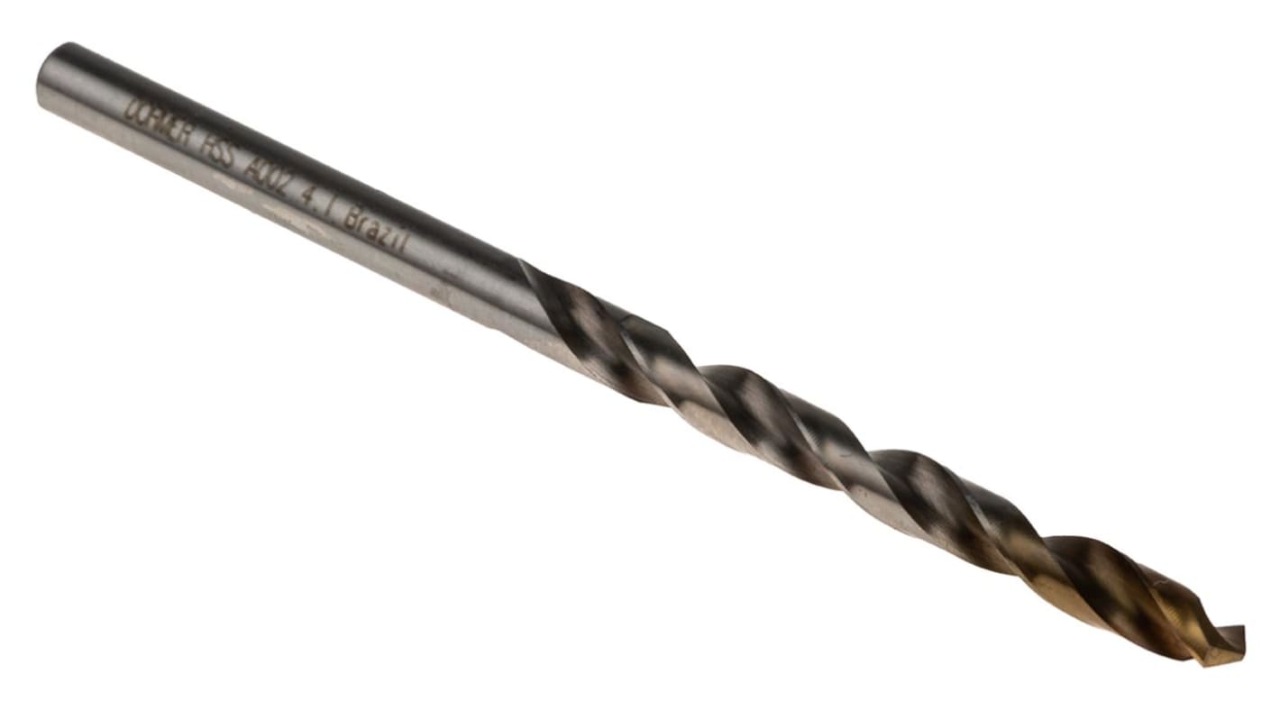 Dormer A002 Series HSS-TiN Twist Drill Bit for Steel, 4.1mm Diameter, 75 mm Overall