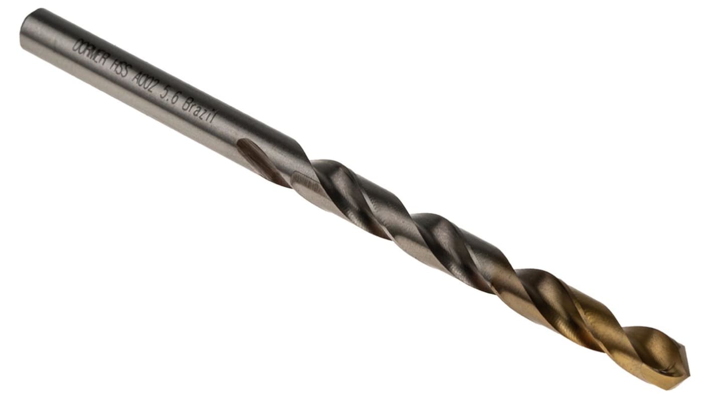 Dormer A002 Series HSS-TiN Twist Drill Bit, 5.6mm Diameter, 93 mm Overall