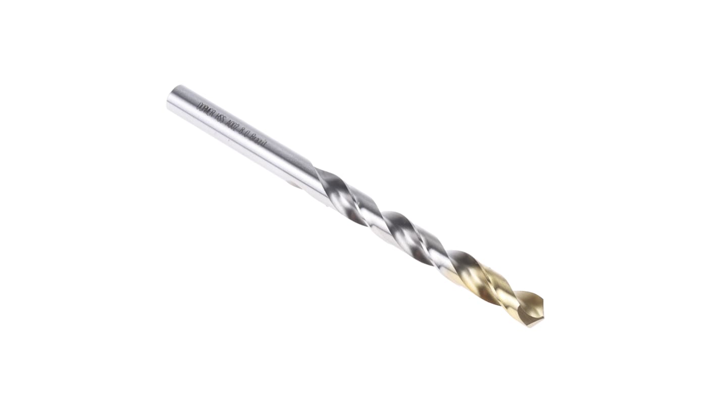 Dormer A002 Series HSS-TiN Twist Drill Bit, 8mm Diameter, 117 mm Overall