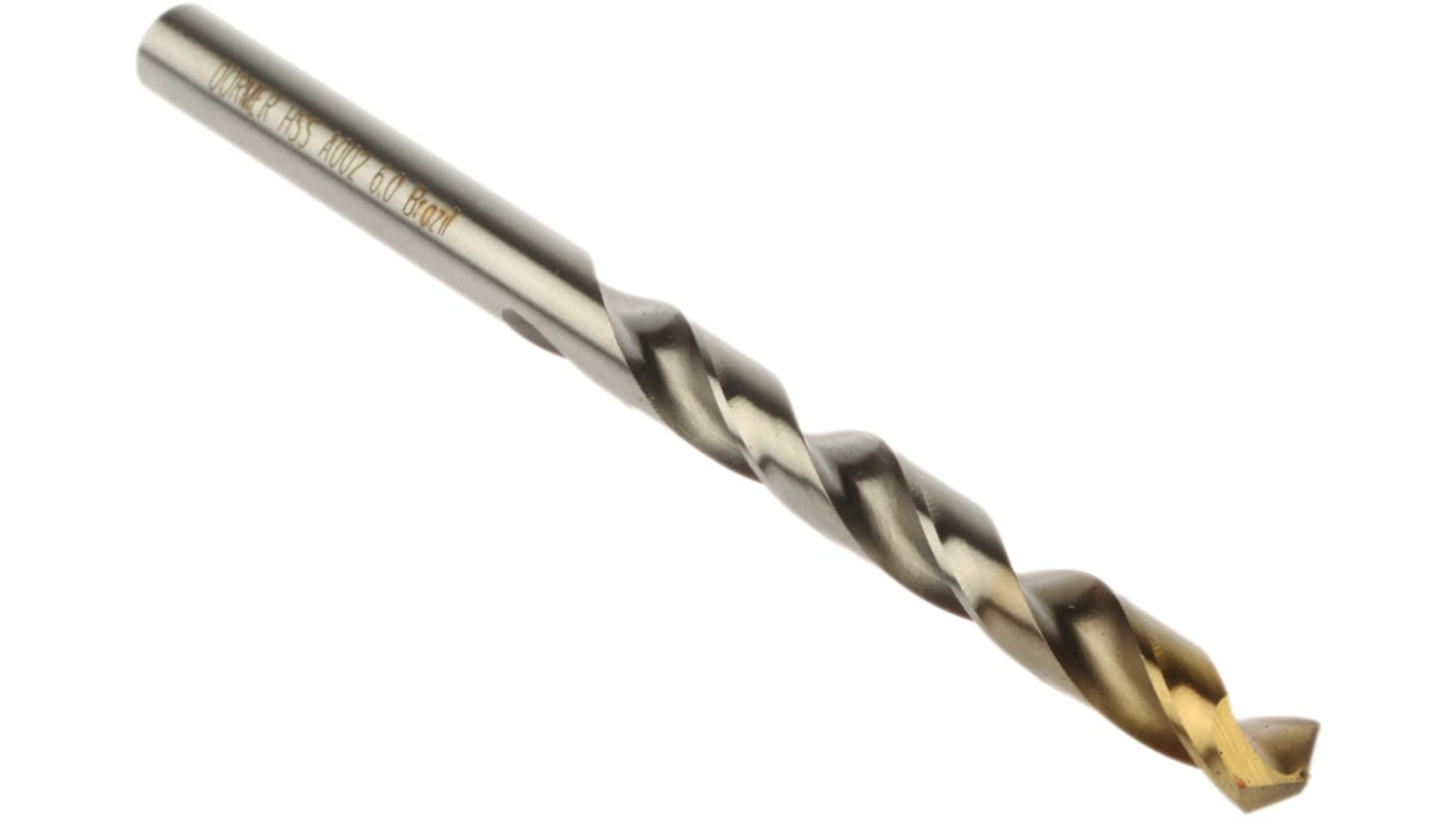 Dormer A002 Series HSS-TiN Twist Drill Bit, 6mm Diameter, 93 mm Overall