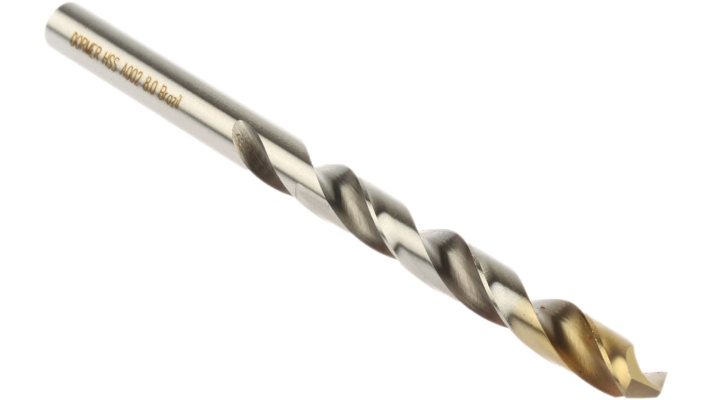 2FRA0028.0 Dormer A002 Series HSSTiN Twist Drill Bit, 8mm Diameter