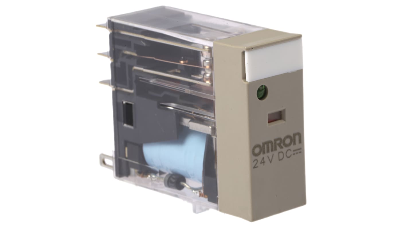 Relais de puissance Omron G2R, 2 RT, bobine 24V c.c. Enfichable 530mW