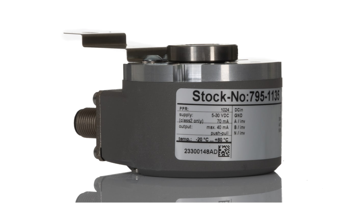 RS PRO Incremental Incremental Encoder, 1024ppr ppr, HTL Inverted Signal, Hollow Type, 12mm Shaft