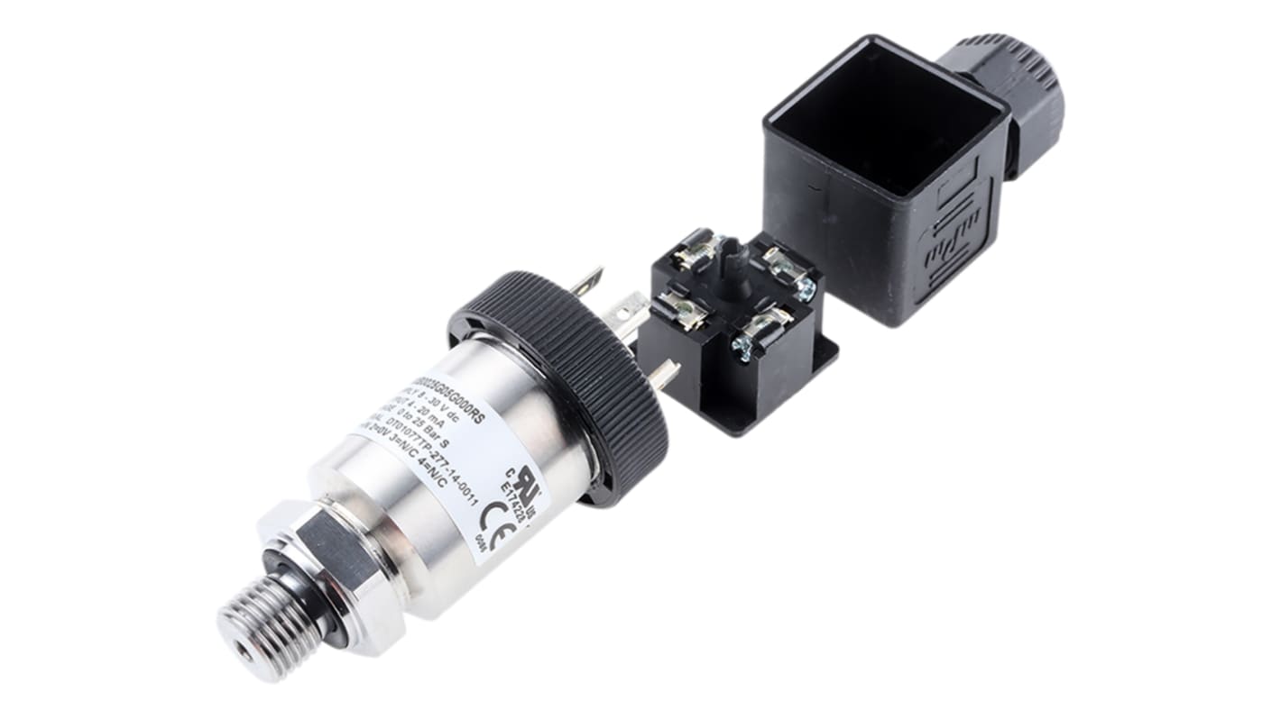 Sensor de presión manométrica Gems Sensors, 0bar → 25bar, G1/4, 8 → 30 V dc, salida Corriente, para Líquido,