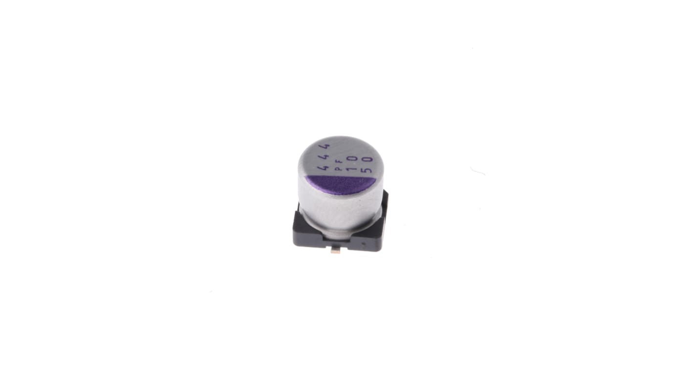 Panasonic 10μF Surface Mount Polymer Capacitor, 50V dc