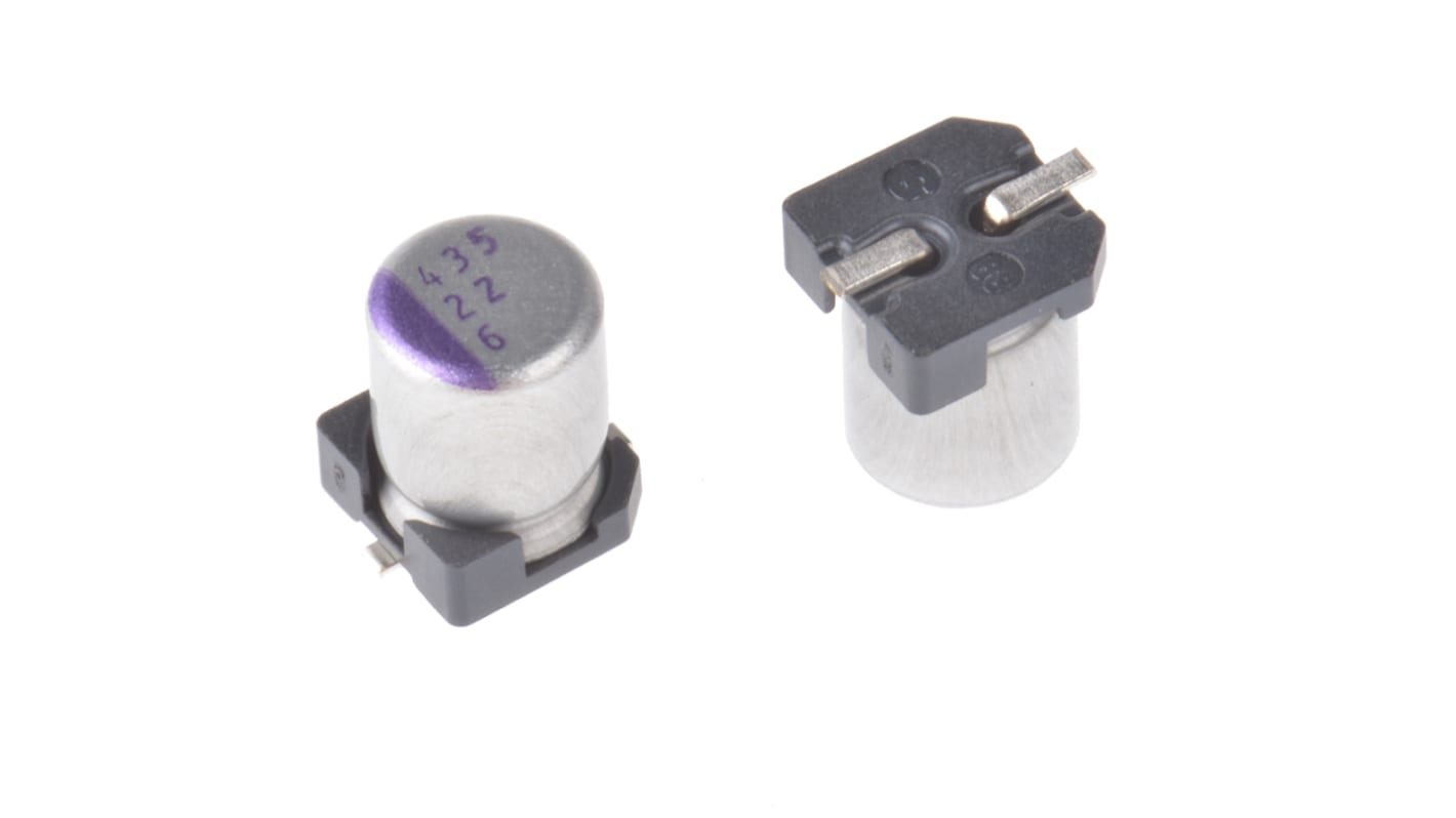 Panasonic 22μF Surface Mount Polymer Capacitor, 6.3V dc