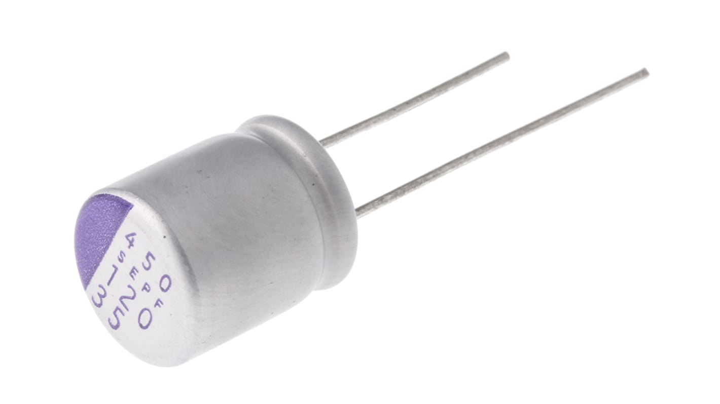 Panasonic SEPF, THT Polymerkondensator 120μF ±20% / 35V dc, Ø 10mm, -55°C → +105°C