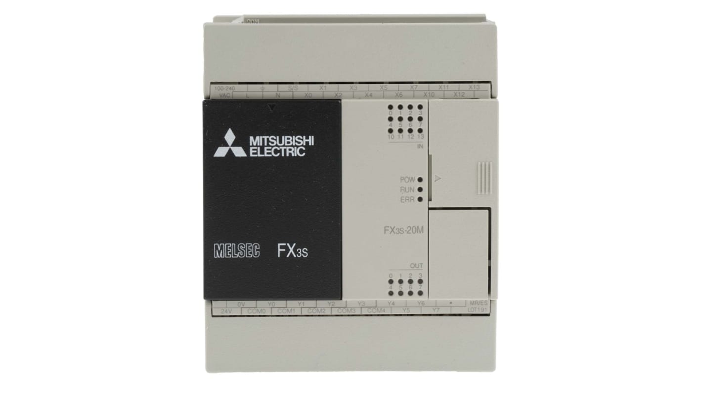 Mitsubishi FX3S Series PLC CPU for Use with FX3 Series, Relay, Transistor Output, 12-Input, DC Input