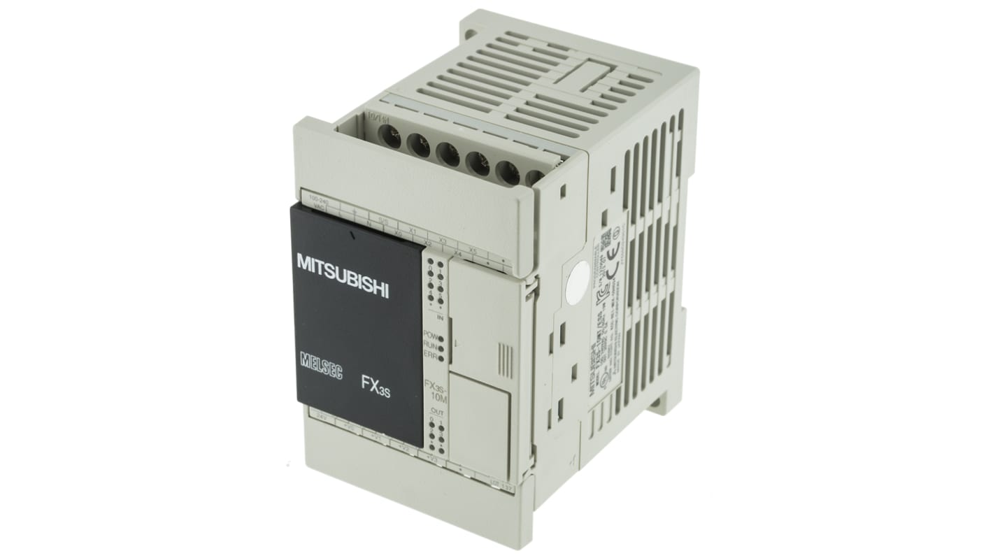 Mitsubishi FX3S Series PLC CPU for Use with FX3 Series, Relay, Transistor Output, 6-Input, DC Input