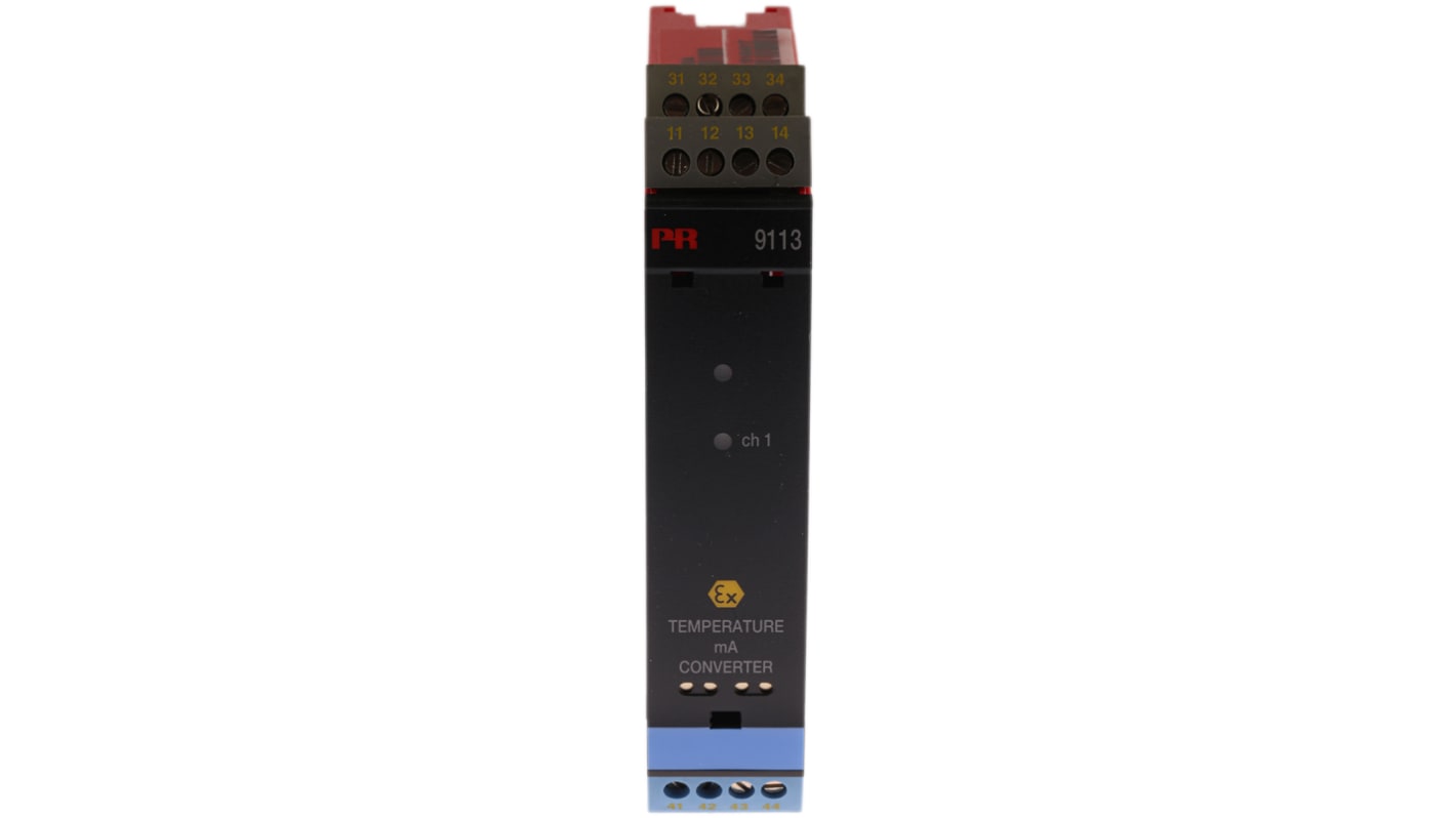 PR Electronics 9100 Series Temperature Converter, Current, RTD, Thermocouple Input, Current, Relay Output, 19.2