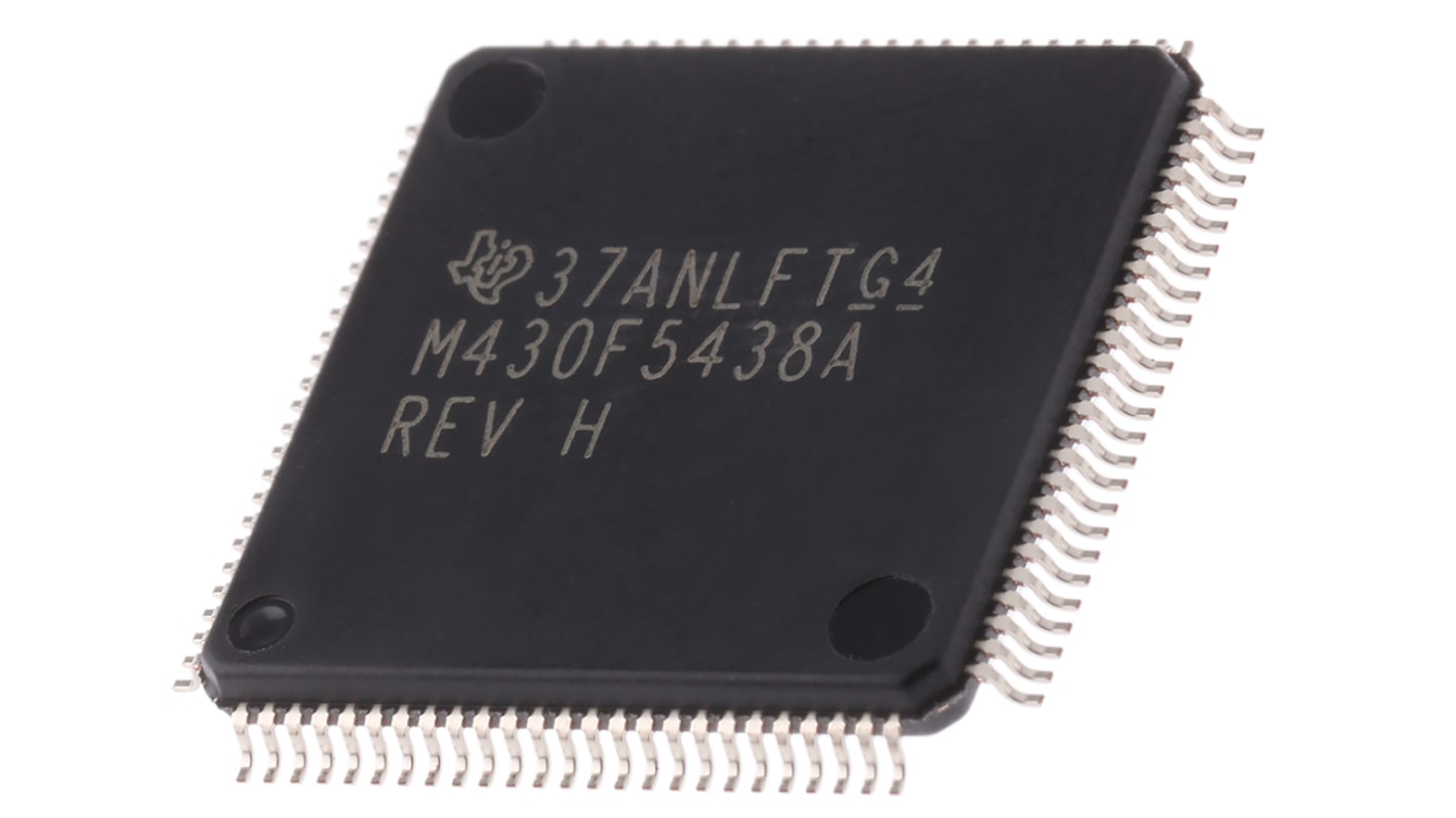 Microcontrollore Texas Instruments, MSP430, LQFP, MSP430, 100 Pin, Montaggio superficiale, 16bit, 25MHz