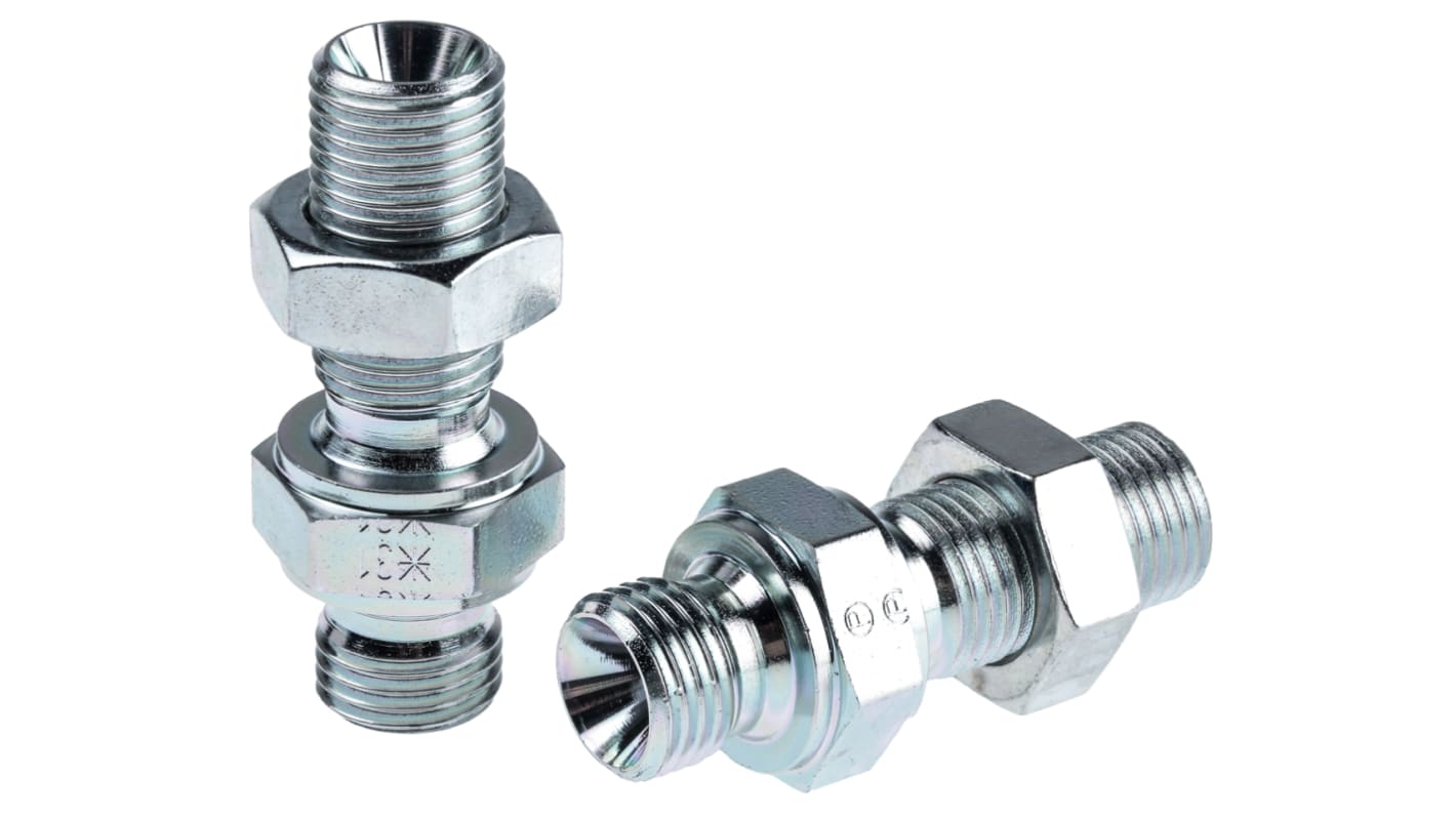 Hydrauliczny adapter gwintowany prosty, Złacze A: G 1/4, Złacze B: G 1/4 męskie, Stal, 350bar