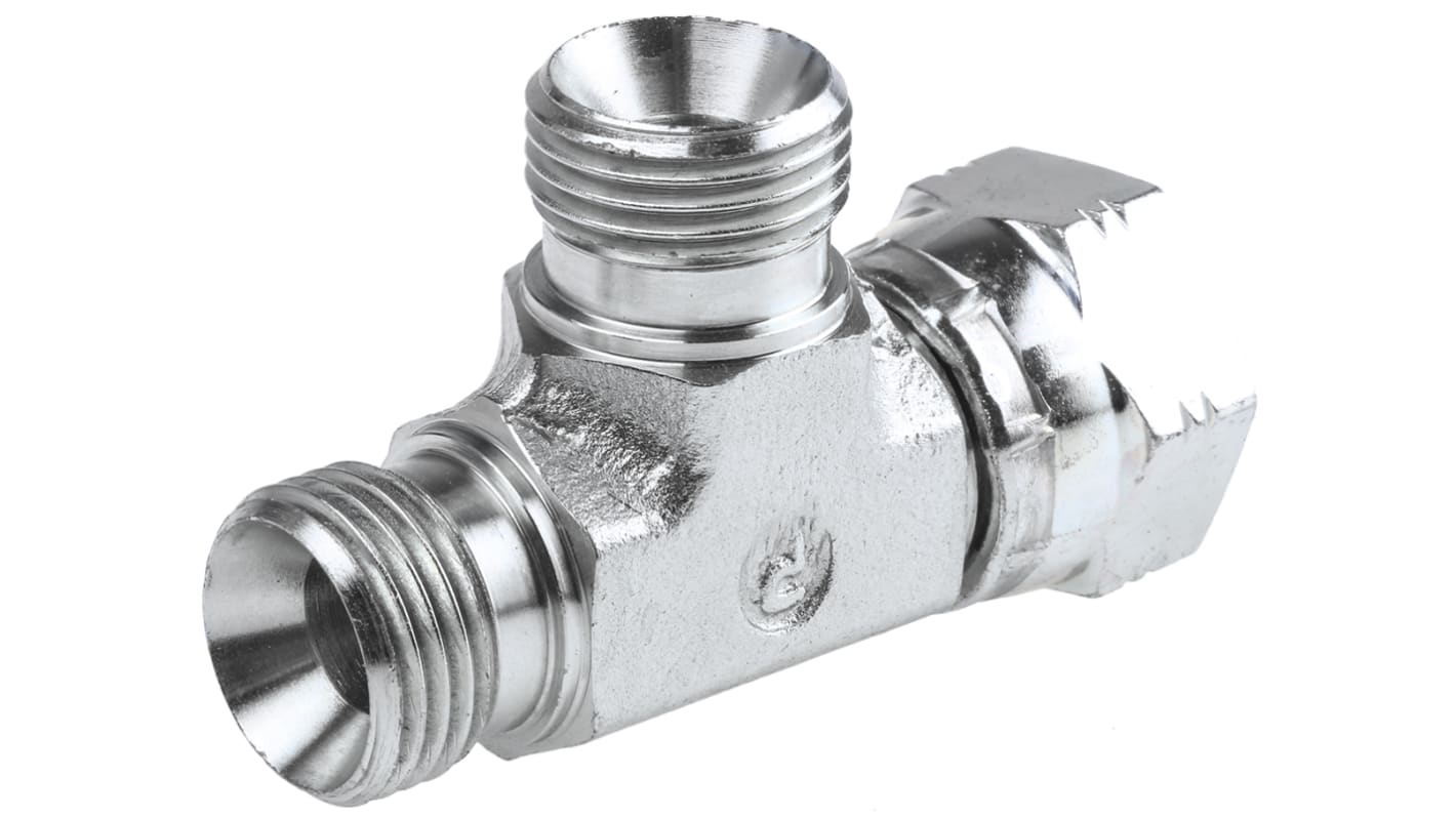 Parker T-adapter med gevindtil hydraulik 8R6MK4S, Connector A G 1/2 fatning Connector B G 1/2 fatning