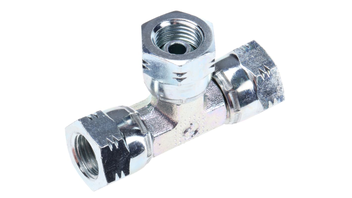 Hydrauliczny adapter teowy gwintowany 4J6MK4S, Connector A G 1/4 żeńskie Connector B G 1/4 żeńskie Parker