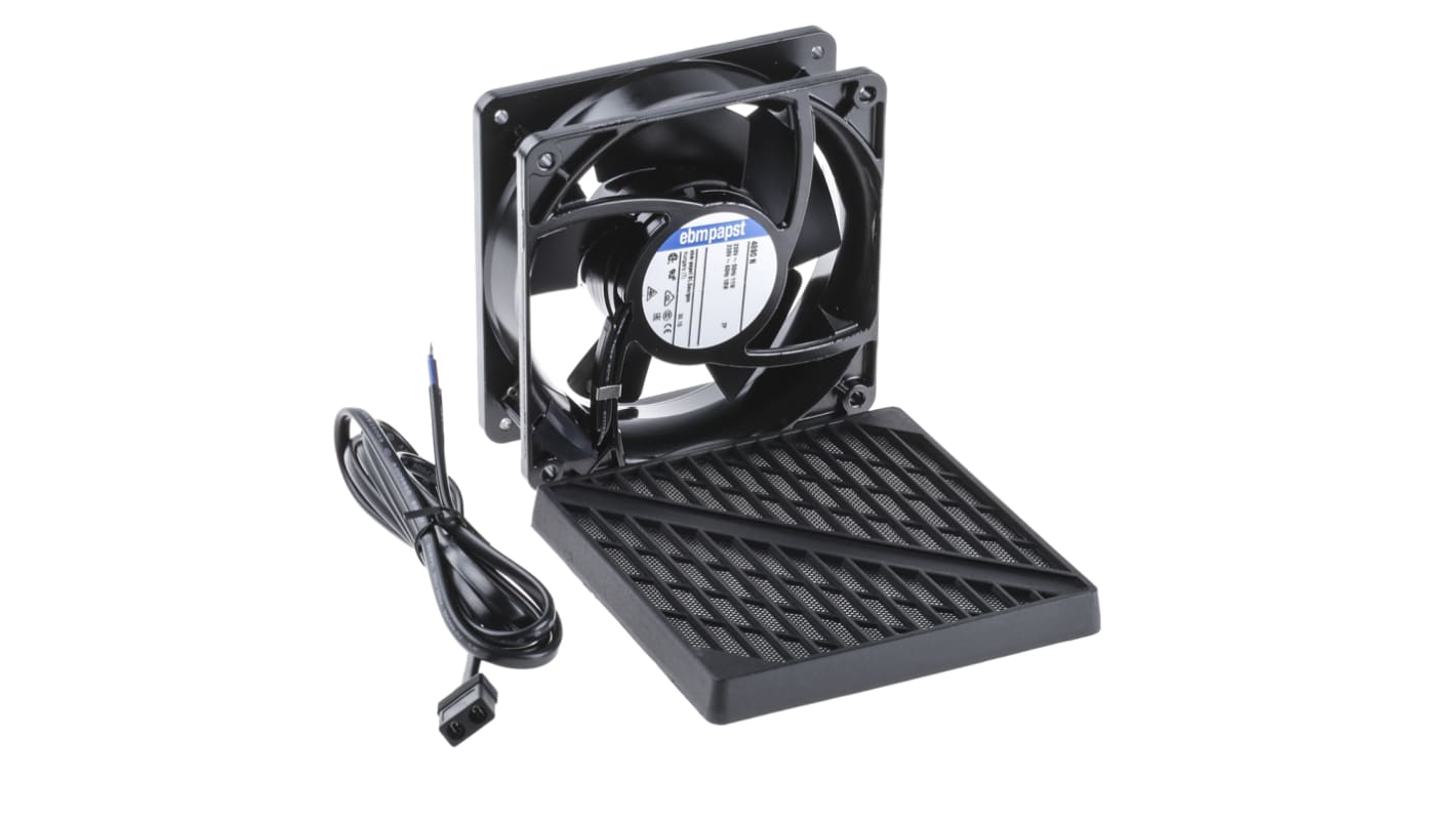 ebm-papst 4000 N Series Axial Fan Kit, 230 V ac, AC Operation, 80m³/h, 11W, 119 x 119 x 38mm