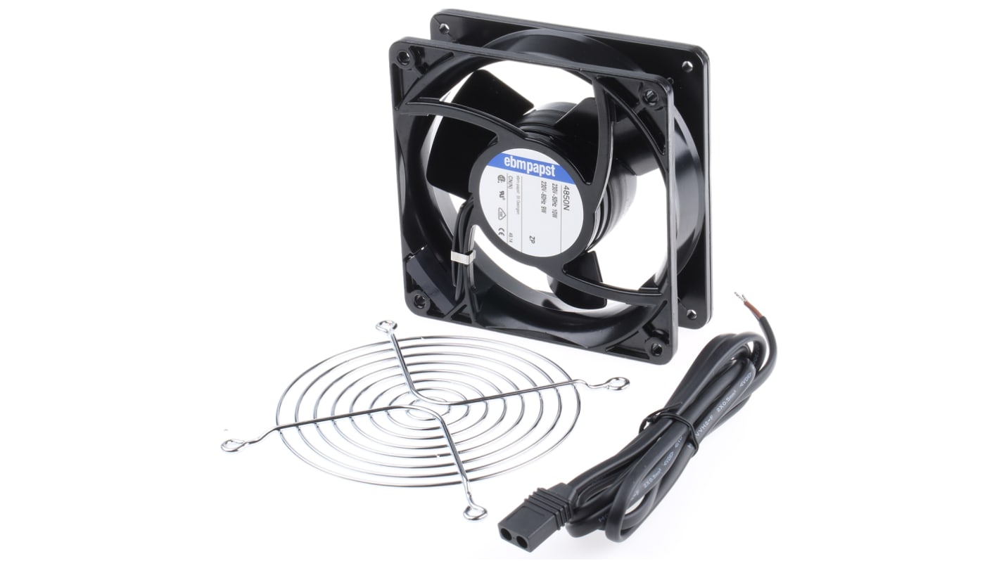 ebm-papst 4000 N Series Axial Fan Kit, 230 V ac, AC Operation, 146 m³/h @ 50 Hz, 170 m³/h @ 60 Hz, 18 W @ 60 Hz, 19.5 W