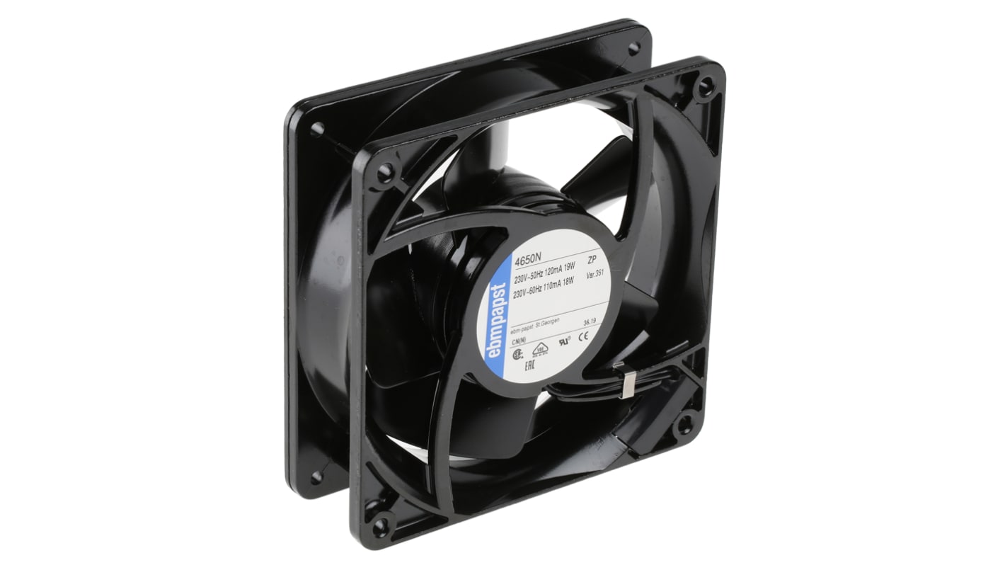 Kit de ventilateur axial 4000 N ebm-papst 230 V c.a., 160m³/h, 119 x 119 x 38mm, 19W