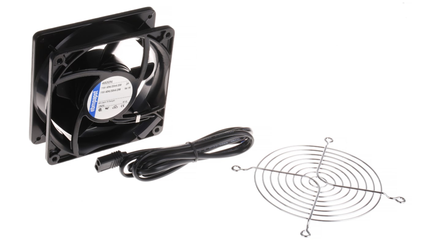 ebm-papst 4000 N Series Axial Fan Kit, 115 V ac, AC Operation, 180m³/h, 18W, 119 x 119 x 38mm