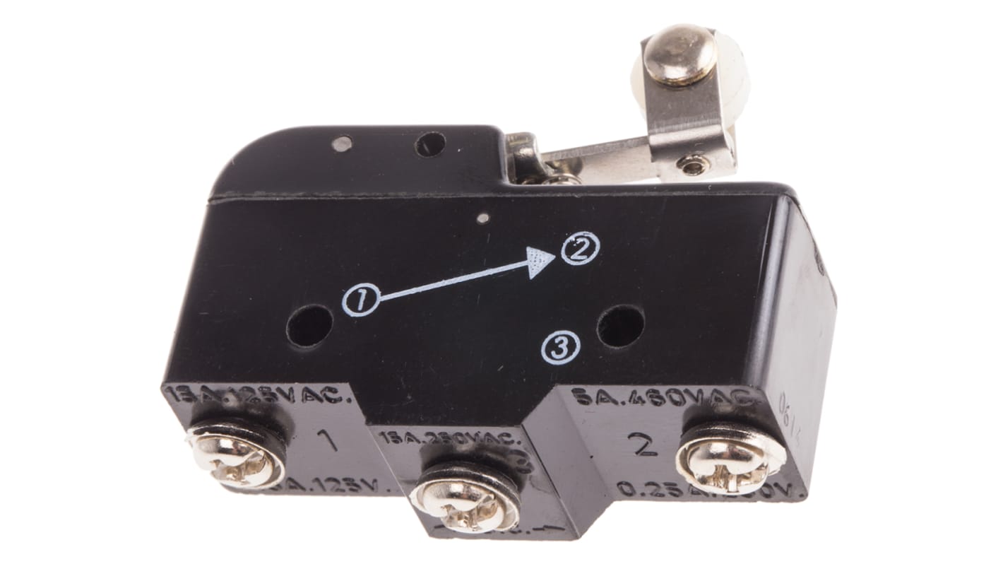 RS PRO Roller Lever Micro Switch, Screw Terminal, 15 A 250 V ac, SP