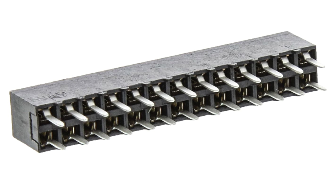 TE Connectivity AMPMODU MOD IV Series Straight Through Hole Mount PCB Socket, 26-Contact, 2-Row, 2.54mm Pitch, Solder