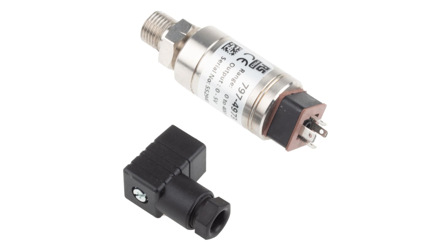 Sensor de presión manométrica RS PRO, 0bar → 400bar, G1/4, 9 → 32 V dc, salida Tensión, para Aire, Gas, Fluido