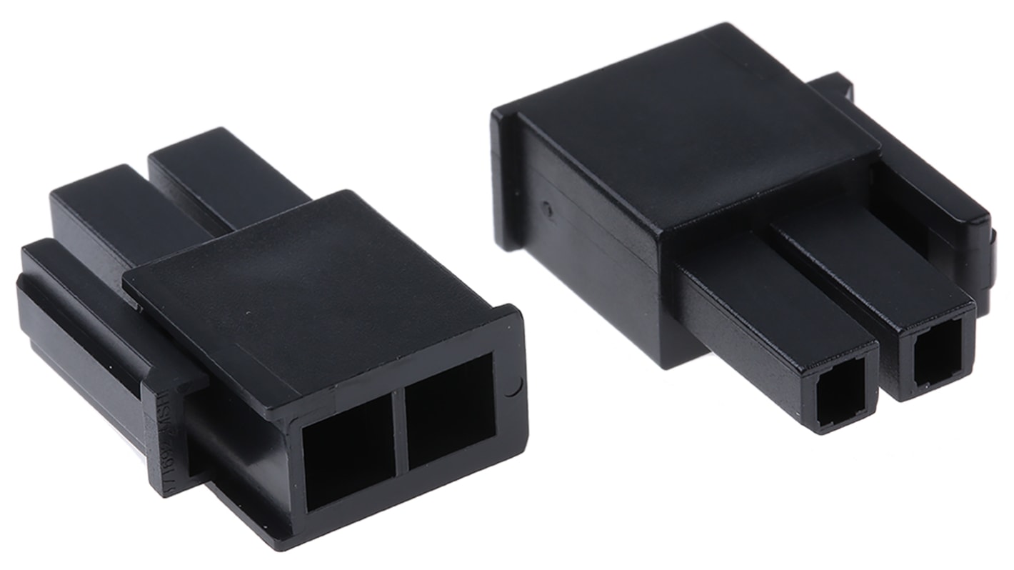 Carcasa de conector Molex 171692-0102, Serie Mega-Fit, paso: 5.7mm, 2 contactos, 2 filas, Recto, Macho, Montaje de Cable