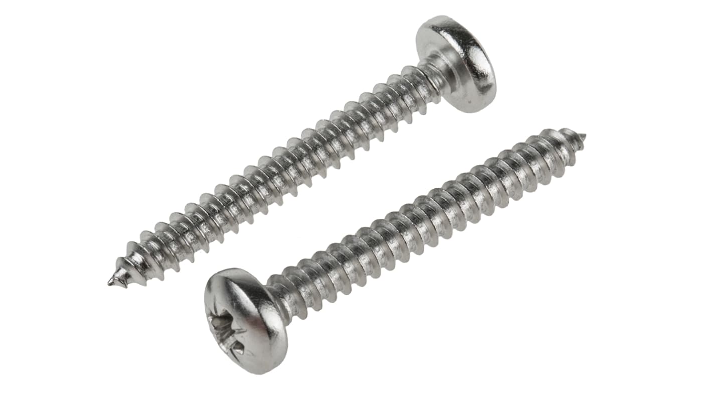RS PRO, RS PRO Pan Head Self Tapping Screw, 1 3/4in Long, 245-2466