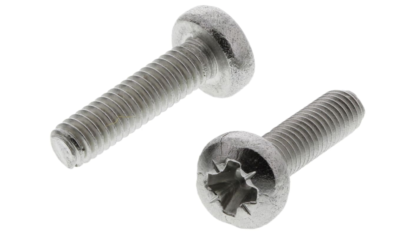 RS PRO Pozidriv Pan A2 304 Stainless Steel Machine Screws DIN 7985, M2.5x10mm