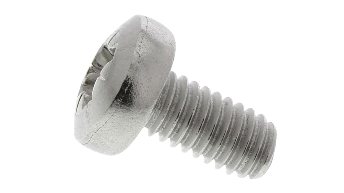 RS PRO Pozi Pan A2 304 Stainless Steel Machine Screws DIN 7985, M4x8mm