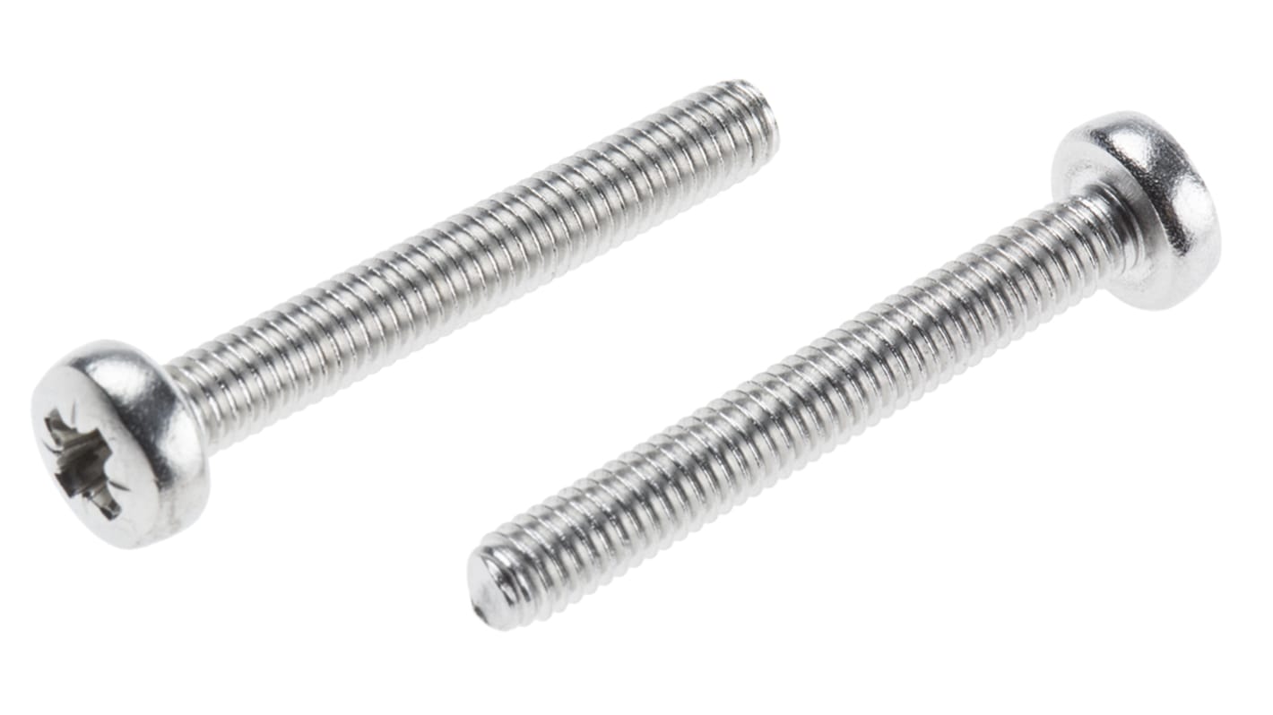 RS PRO Pozidriv Pan A2 304 Stainless Steel Machine Screws DIN 7985Z, M4x30mm