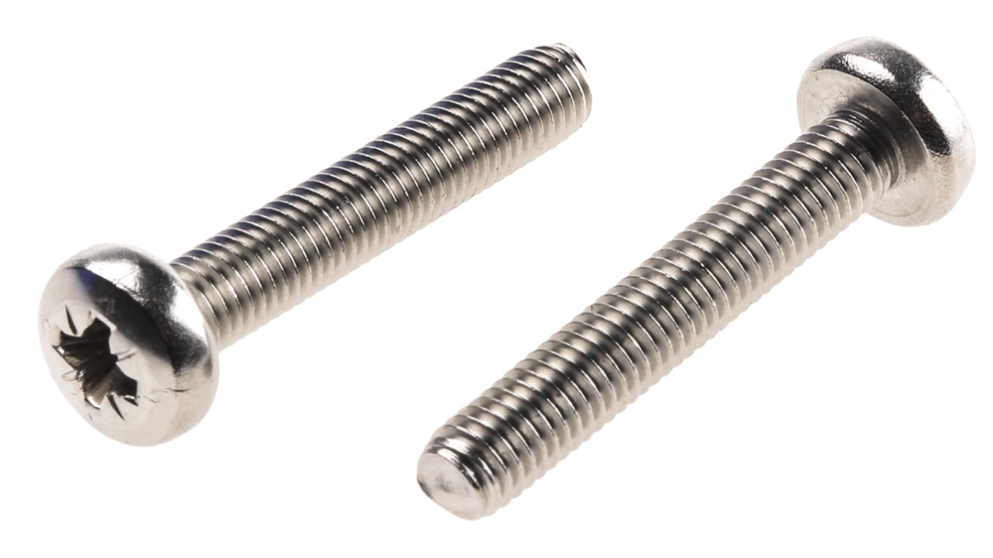 RS PRO Pozidriv Pan A2 304 Stainless Steel Machine Screws DIN 7985, M5x30mm