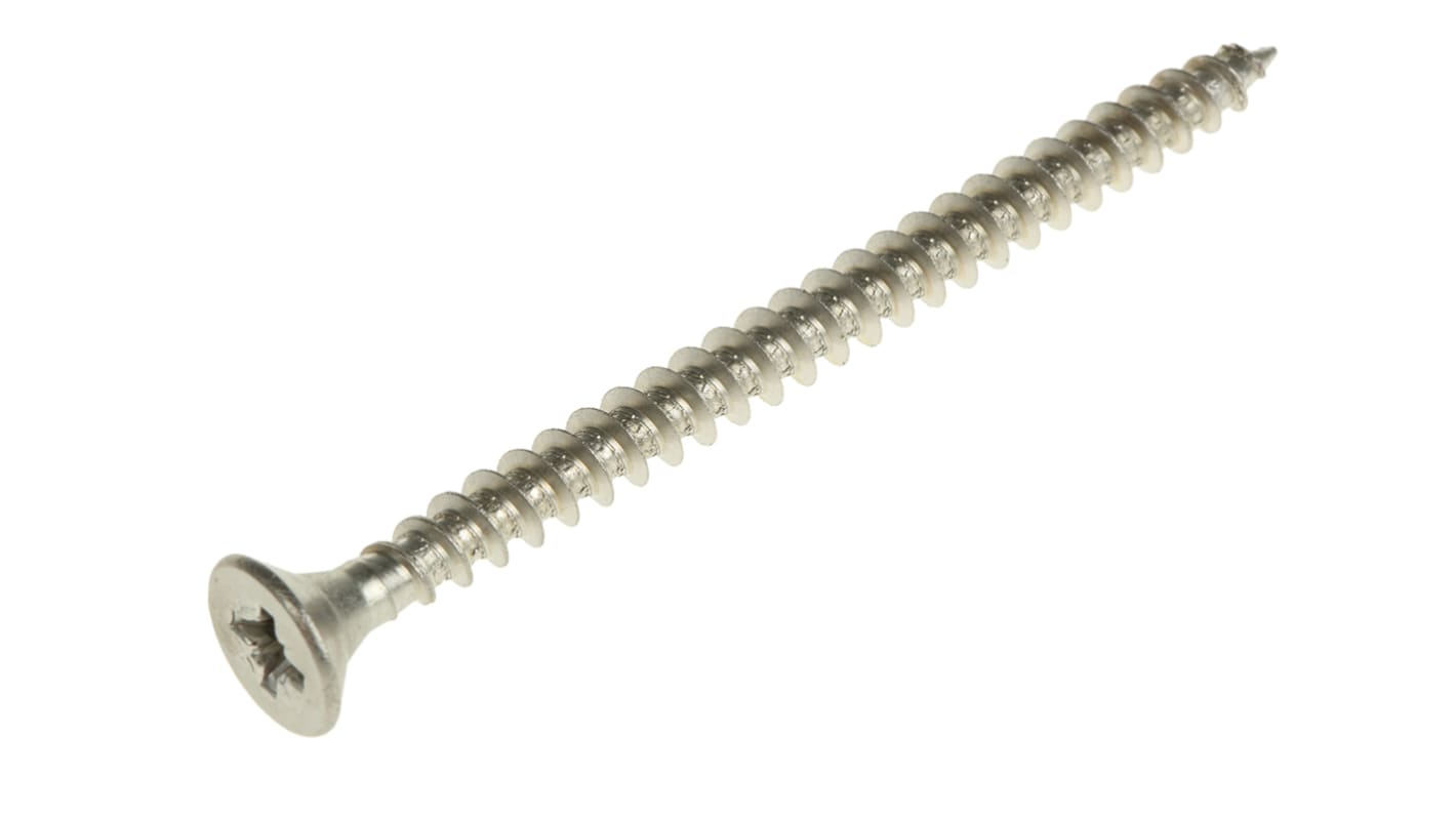 RS PRO Pozidriv Countersunk Stainless Steel Wood Screw, A2 304, 5mm Thread, 70mm Length