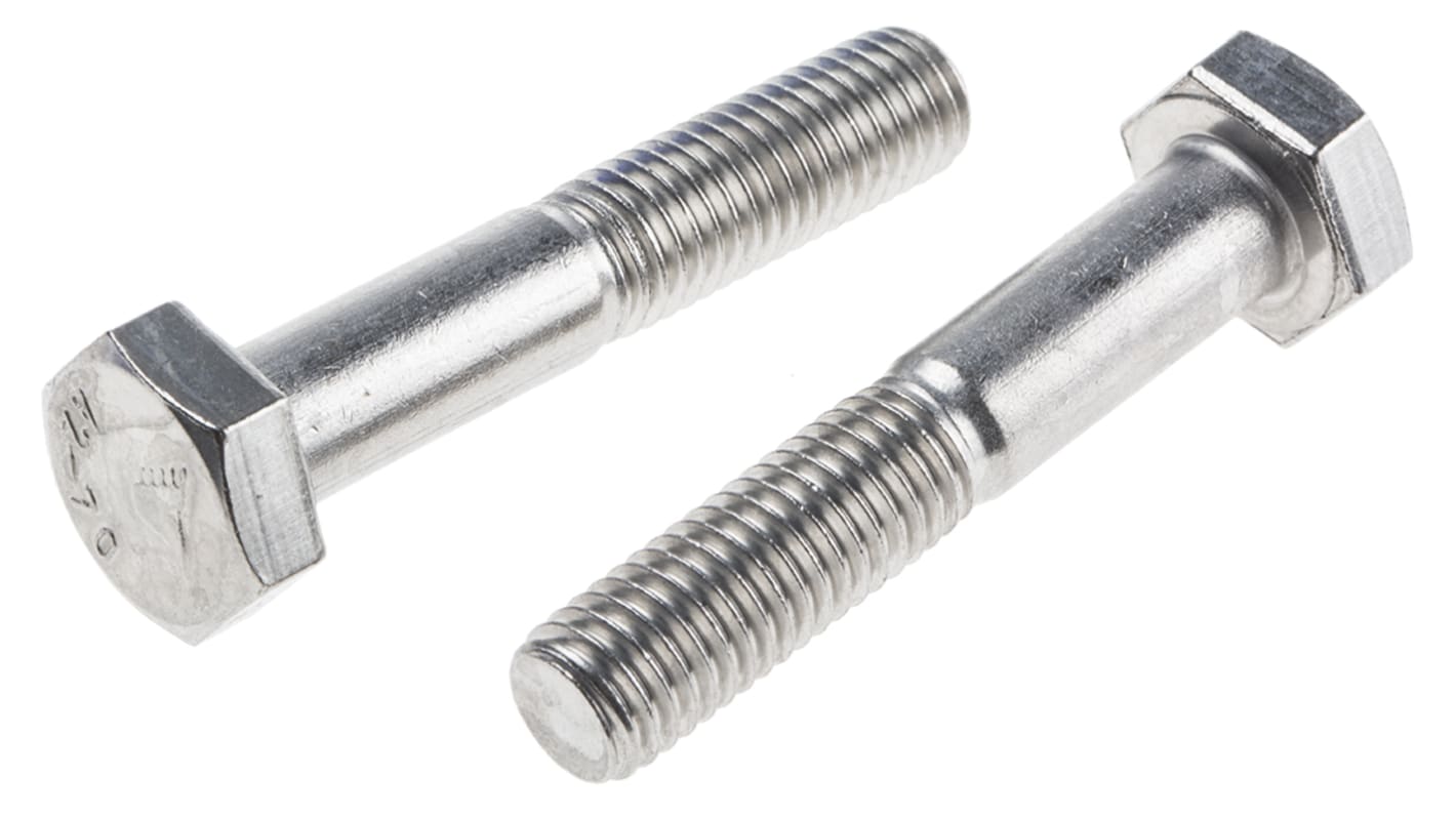 RS PRO Stainless Steel Hex, Hex Bolt, M10 x 55mm