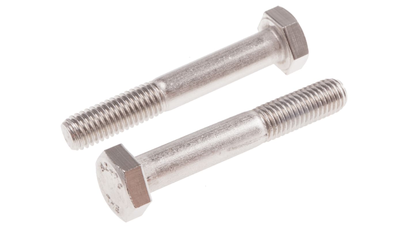 Plain Stainless Steel, Hex Bolt, M10 x 65mm