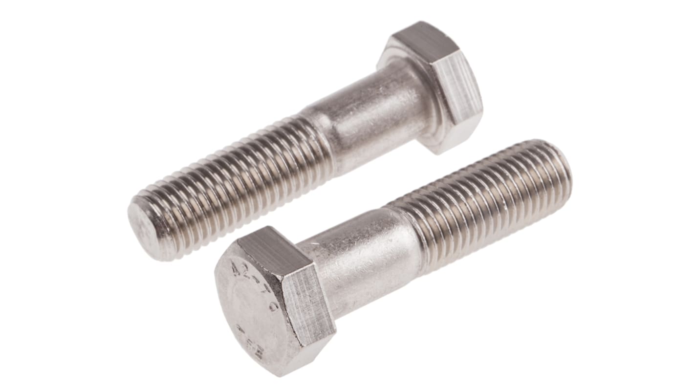 RS PRO Stainless Steel Hex, Hex Bolt, M16 x 65mm