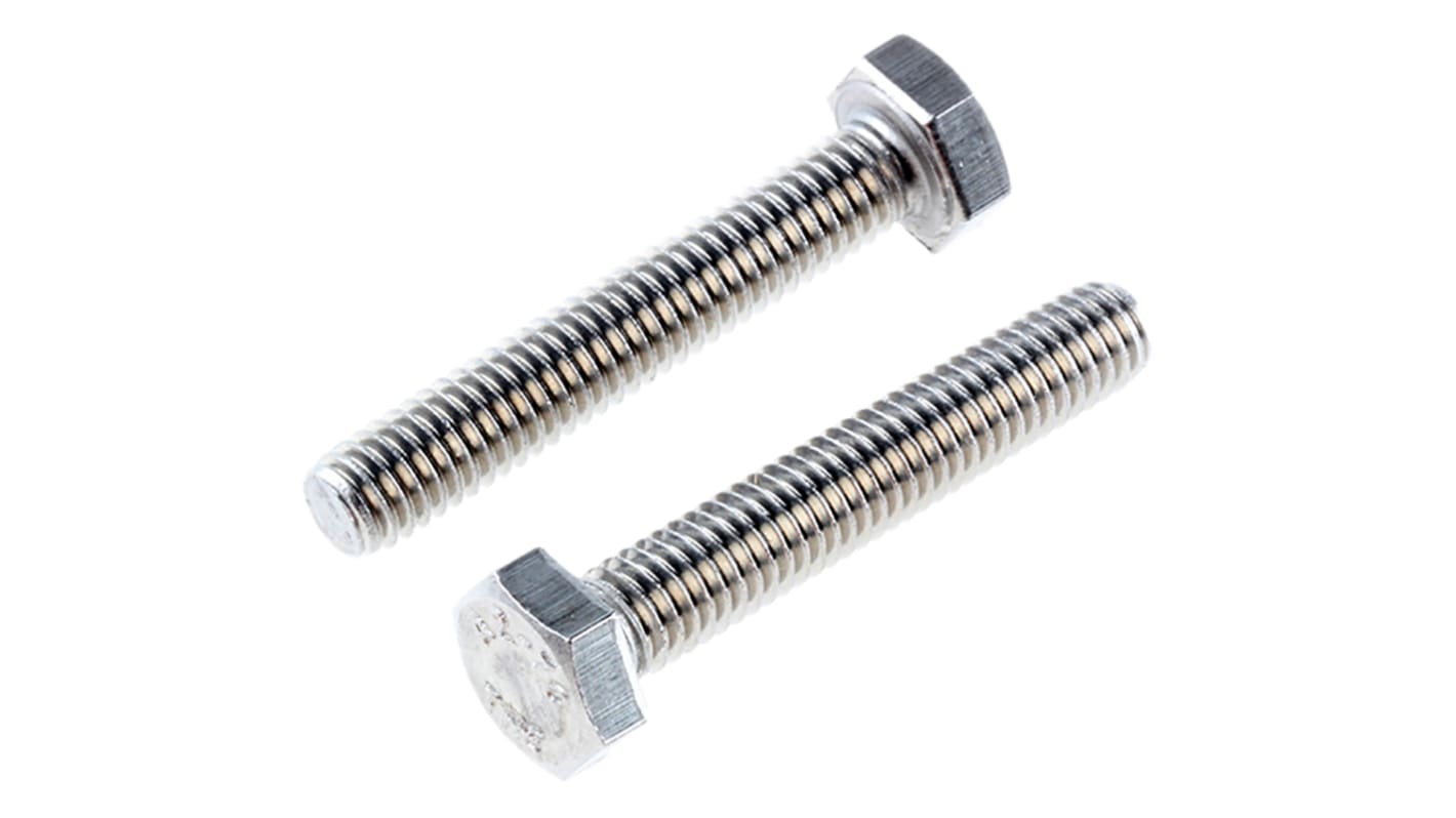 Plain Stainless Steel Hex, Hex Bolt, M6 x 35mm