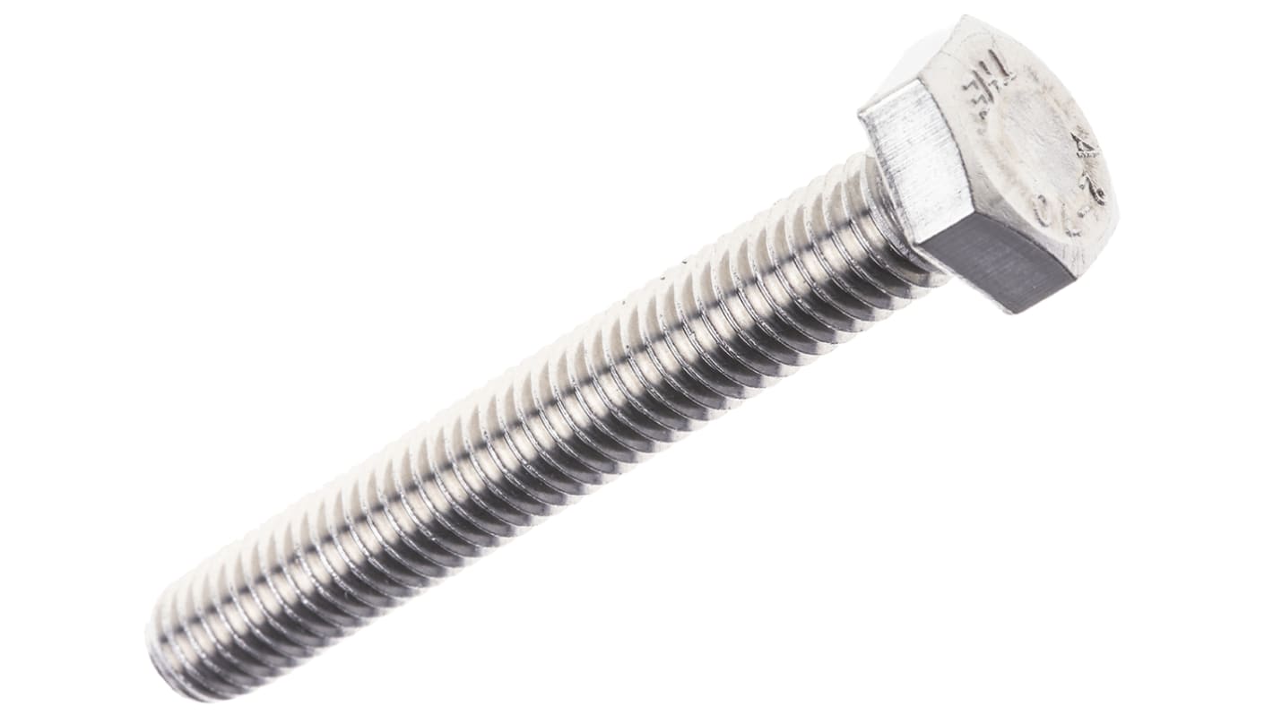 RS PRO Stainless Steel Hex, Hex Bolt, M8 x 55mm